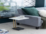 12.5x12x22" Aluminum and Marble C-Shaped Side Table, White/Gold/Black, Artistic Accent Table for W2078P169960