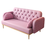 Loveseat sofa with tulip pattern Modern Upholstered Two Seater PU Sofa with 2 dumpling-shaped throw W1767106514