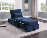 Modern Lift Top Storage Bench with Pull-out Bed 1pc Dark Blue Velvet Tufted Solid Wood Furniture B011P170003