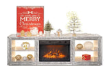 Silver Mirror Modern TV Stand with 18 Inch Fireplace Insert & Storage Shelves, Medium Density 94804754