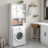 Double-Door Bathroom Cabinet with 2, Adjustable Panels, 1 Drawer and 3 Side Shelves, White 23726819