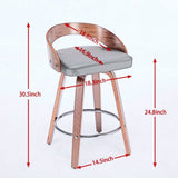 Bar Stools Set of 2, Swivel Bar Height Stools with Low Back, Wood Bar Chairs with Soft Cushion Seat, W1143P173432