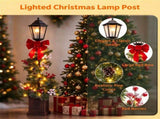 4FT Snow Flocked Christmas Lamp Post with 50 Warm White LED Lights, Large Red Bow & Pine Cones, 06658502
