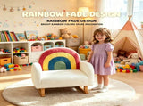1 PC Wooden Frame Kids Rocking Sofa, Rainbow Gradient Teddy Velvet Rocking Chair 78910292