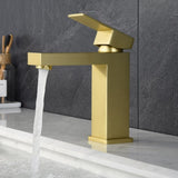 Gold Bathroom Faucet, Brushed Gold Faucet for Bathroom Sink, Gold Hole Bathroom Faucet Modern W1932P156127