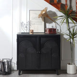 Modern Black Wood Storage Cabinet, 31in Accent Cabinet with Embossed Door for Living Room, Bedroom, W2729P239176