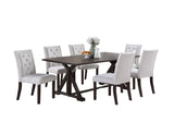 Modern Bone White Fabric 2pc Side Chairs Tufted Back Upholstered Back Rustic Espresso Wooden Legs B011P203552