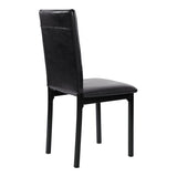 ZNTS Set of 4 Metal Frame Chairs Brown Faux Leather Seat Black Metal Finish Dining Side Chairs B01146334