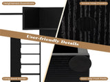 Black 6-Tier Bookshelf Wooden Bookcase 52882439