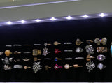 Non Full Wooden Wall Mounted 4-Layer Shelf, 2 Drawers, 8 Blue LED Lights, Jewelry Storage 87850025