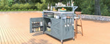 K&K 53.3" Outdoor Kitchen Island with Raised Shelf, Solid Wood Storage Cabinet with Stainless Steel N707P250628G