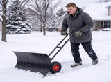 36" x 18" H-Shaped Handle Manual Snow Pusher Black Snow Blade, Black Shaft, Red Wheel Hubs, Iron 20601312