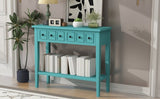 TREXM Rustic Console Table with Open Shelf, Rubber Wood Legs, Ideal for Entryways, Living Rooms, and N715P205077C