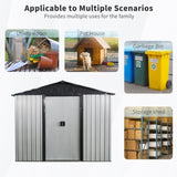 8ft x 4ft Outdoor Metal Storage Shed with Sliding Door and foundation for Backyard, Patio, Lawn W540P185253