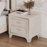 Mid Century Vintage Nightstand with Metal Legs for Bedroom, Velvet Bedside Table with 2 Drawers, N733P183659A