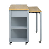 K&K 47 inch Kitchen Island with Extendable Dining Table, Rubber Wood Veneer Kitchen Table with N707P215327G