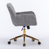 ZNTS A&A Furniture Office Chair,Artificial rabbit hair Home Office Chair with Golden Metal W1143P154103