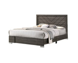 ZNTS Contemporary Grey Finish Unique Queen Size Bed 1pc Bedroom Furniture Unique Lines Headboard Wooden B011P155467