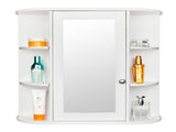 3-tier Single Door Mirror Indoor Bathroom Wall Mounted Cabinet Shelf White 48311781
