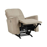 Modern Living Room 1pc Power Rocker Reclining Chair Light Brown Velvet Upholstery Solid Wood Frame B011P264607