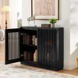 Mid Century Modern Fluted Hollowed Out Sideboard Cabinet with 2 Outlet Holes, Buffet Cabinet with W1801P288511