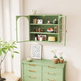 27.56"Glass Doors Modern Two-door Wall Cabinet with Featuring Three-tier Storage for Entryway Living 01365223