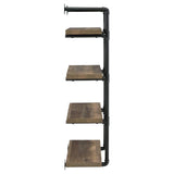 Black and Rustic Oak 4-tier Wall Shelf B062P145690
