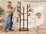 Coat Rack Freestanding, Solid Wood Rotary Coat Rack with 3 Storage Shelves & 9 Hooks, Coat Tree for W3204P577705