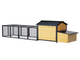 114Wooden Chicken Coop with Outdoor Run, Weatherproof Hen House with Nesting Box, Lockable Doors & 86218078