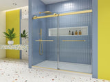 Bypass shower door, sliding door, with 5/16" tempered glass and Brushed Gold finish 6074 W2122P225221