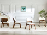 2 walnut colored solid wood dining chairs, with white PU soft packaging on the backrest and seat W1151P455536