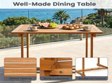 5-Piece Acacia Wood Patio Dining Set for 4, Square Outdoor Table with Umbrella Hole & Ergonomic 19480283