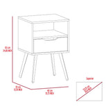 Otom Nightstand , Superior Top, One Open Shelf, One Drawer, Four Legs -White / Light Oak B20092046