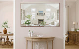 60*36" Oversized Modern Rectangle Bathroom Mirror with walnut Frame Decorative Large Wall Mirrors W708P297589