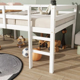 Full Rubber Wood Loft Bed with Ladder,White W504P283526