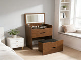 3-in-1 Vanity Desk with Lighted Mirror & Stool, Flip Top Makeup Dressing Table, Compact Storage for 29993519