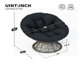 40" Ergonomic Wicker Papasan Chair with Cloud Thick Density Fabric Cushion,3-proof Cover,High N723P224372D