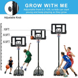 ZNTS Portable Basketball Hoop Height Adjustable basketball hoop stand 6.6ft - 10ft with 44 Inch Backboard 23316655