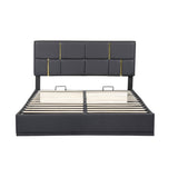 ZNTS Queen Size Upholstered Platform Bed with Hydraulic Storage System,No Box Spring Needed,Black WF310943AAB