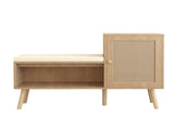 2-in-1 Shoe Storage Bench, PP Rattan Shoe Cabinet with 2 Adjustable Shelves and Removable Seat W808P212813