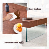 Walnut Colored Square MDF Coffee Table - 31.5"x31.5" with Tempered Glass Legs.Density Board W1151P233512