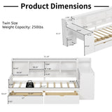 Wooden L-Shape Daybed with Seven Storage Cabinets and Two Storage Drawers, Multi-functional Bed with 96529688