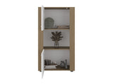 Hyder Bookcase with Upper and Lower Doors, Open Center Shelf and Vertical Design, Natural Oak / B097P474310