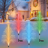 7-Color Solar Christmas Tree Stake Lights , Lifelike Fiber Optic Cedar Design with Star, 58295265