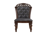 Formal Chairs Set of 2 Cherry Finish Button-Tufted Faux Leather Upholstered Traditional B011P168157
