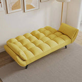 57 inch yellow sofa Soft two armrests throw pillow pillow comfortable fit apartment bedroom small W1658135107