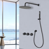 ZNTS Contemporary matte black wall mounted bathroom shower set SHAE749MB