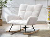 Teddy Fabric Wingback Glider Rocker with Side Storage Pocket, Soft Comfy Nursing Rocking Chair, 74089251
