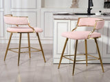 (SET of 2) 26'' Counter height bar stools Corduroy kitchen island counter bar stool with back,golden 80301626