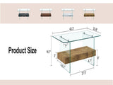 40.3-inch sturdy double-layer coffee table - tempered glass tabletop and table legs, with a W1512P317685
